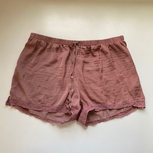Aerie Mauve Lace Bed Shorts